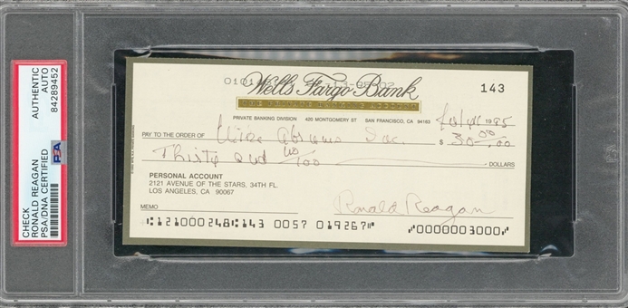 1995 Ronald Reagan Signed Personal Check (PSA/DNA AUTHENTIC/AUTO CERTIFIED)